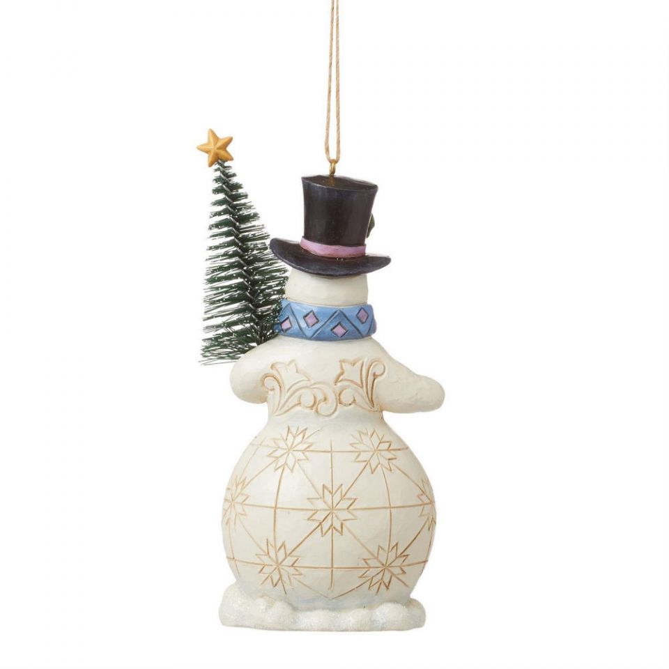 Heartwood Creek By Jim Shore Snowman Holding Christmas Tree Hanging Ornament