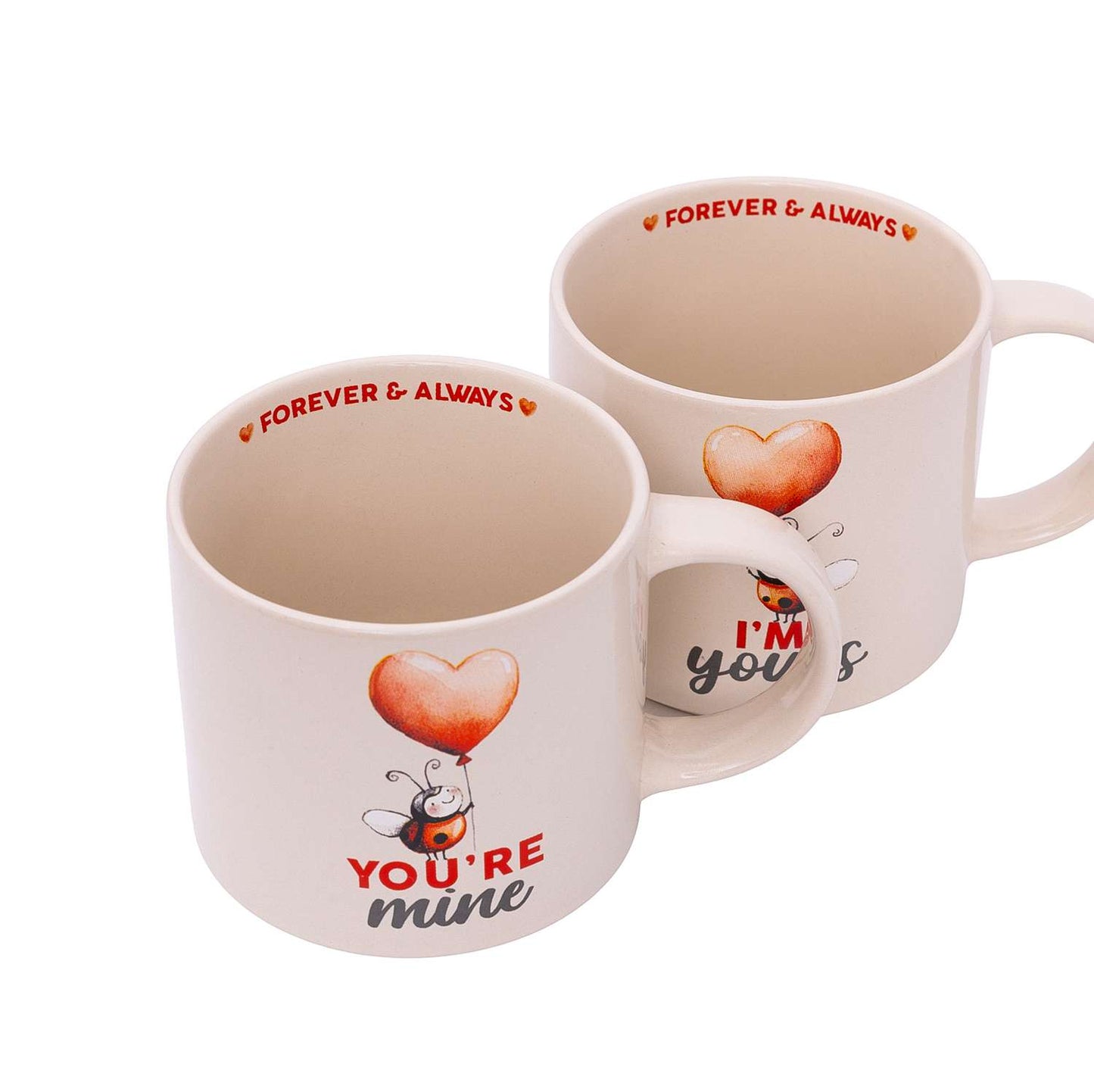 Valentine's Day Love Bugs Mug Set "I'm Yours, You're Mine"
