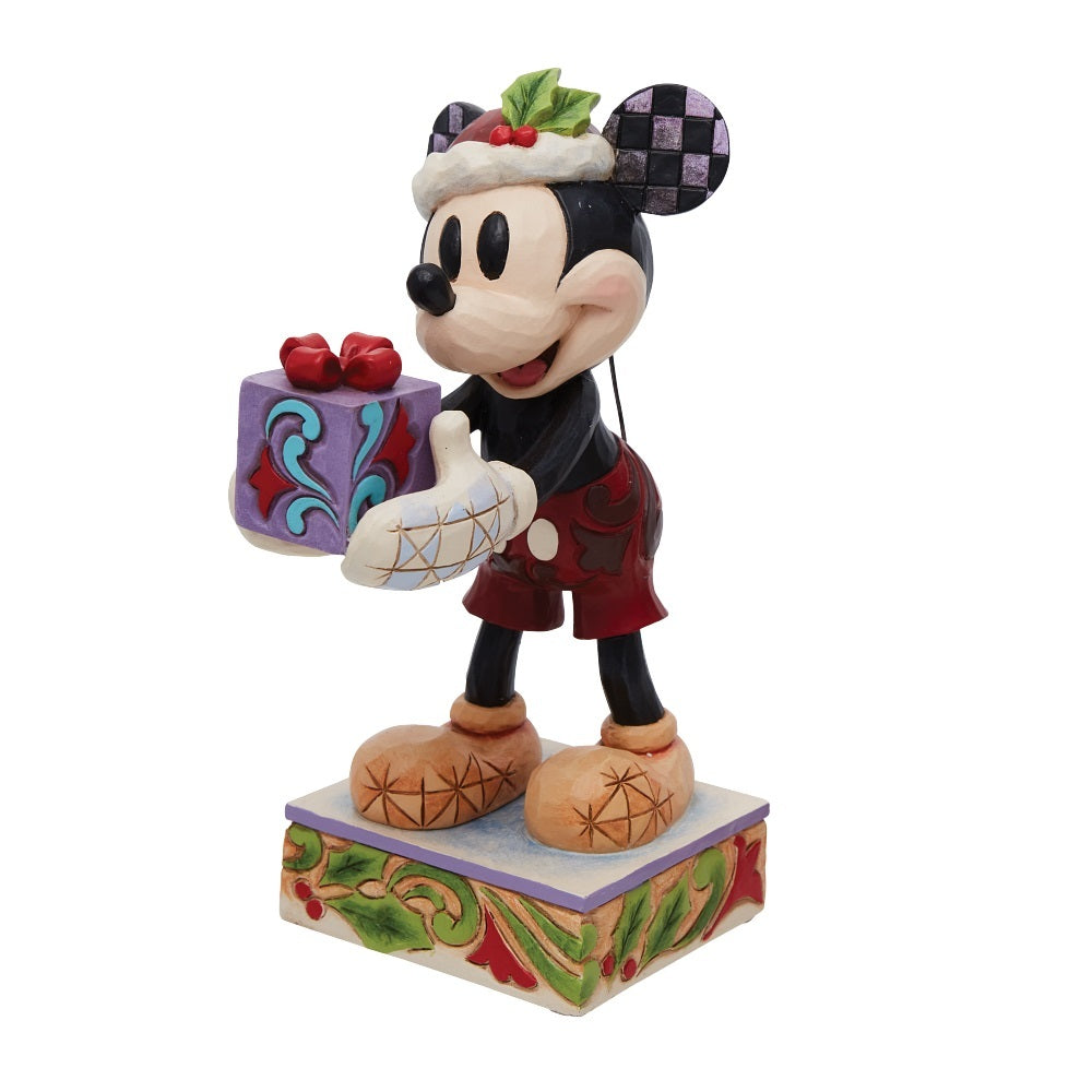 DISNEY TRADITIONS BY JIM SHORE SANTA MICKEY WITH GIFT 16CM