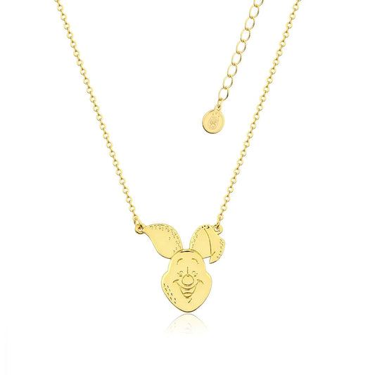 DISNEY COUTURE KINGDOM WINNIE THE POOH PIGLET PENDANT NECKLACE YELLOW GOLD PLATED