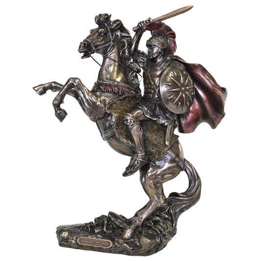 VERONESE DESIGNS BRONZE ALEXANDER THE GREAT ON HORSE FIGURINE