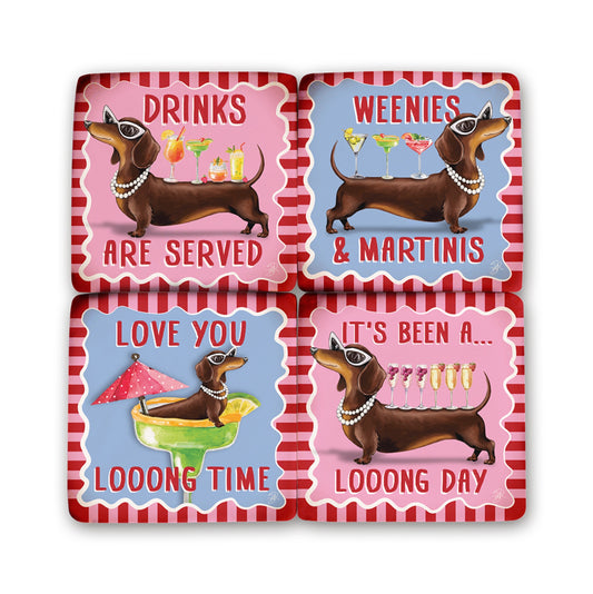 RESIN COASTER SET OF 4 DASH DACHSHUND