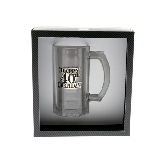 Birthday Beer Stein With Black & Silver Badge 40th