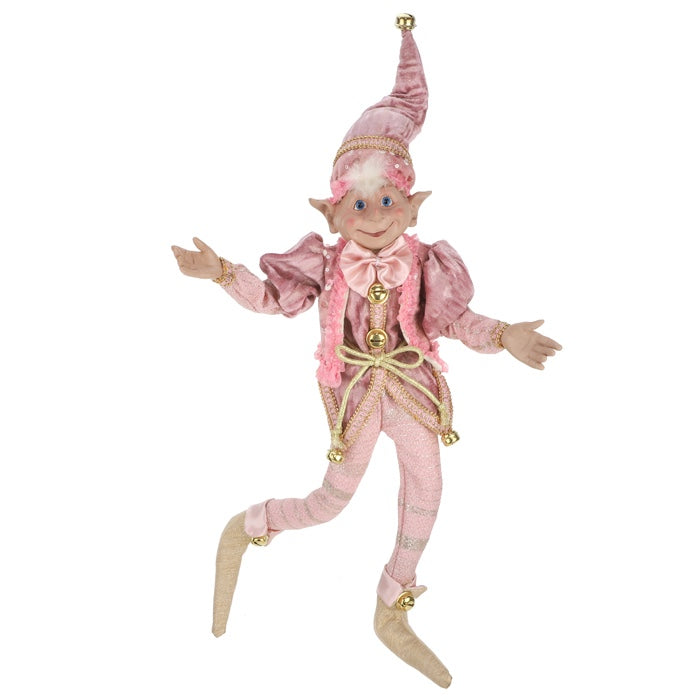Christmas Posable Fabric Elf Pink Champagne Large
