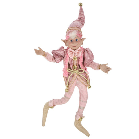 Christmas Posable Fabric Elf Pink Champagne Large