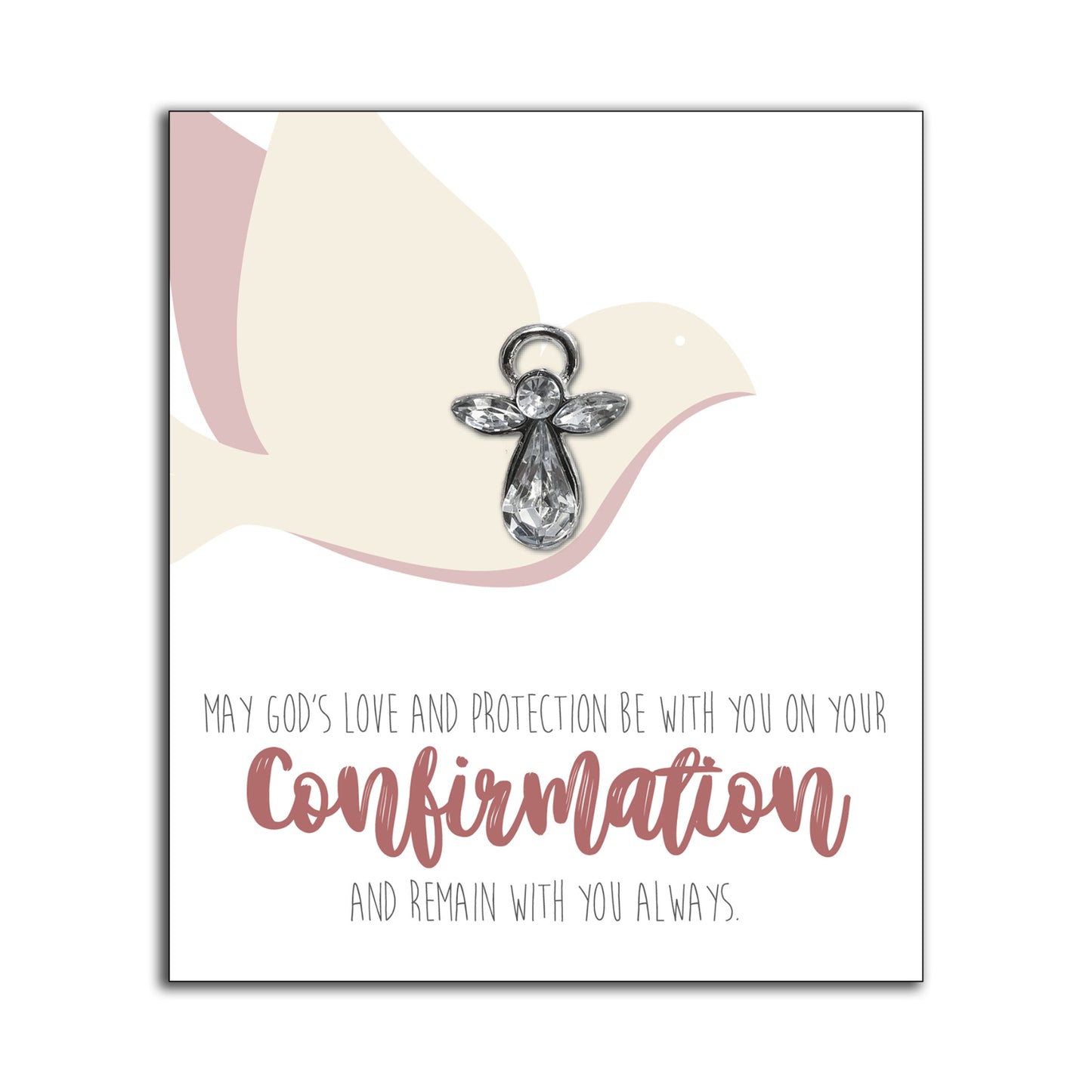 ANGEL PIN SILVER CRYSTAL CONFIRMATION ALWAYS WITH YOU