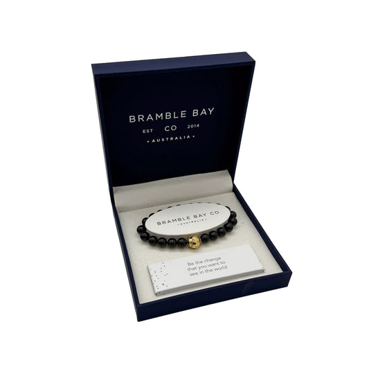 Bramble Bay Bracelet Planet Earth Black Onyx Gloss In Gold