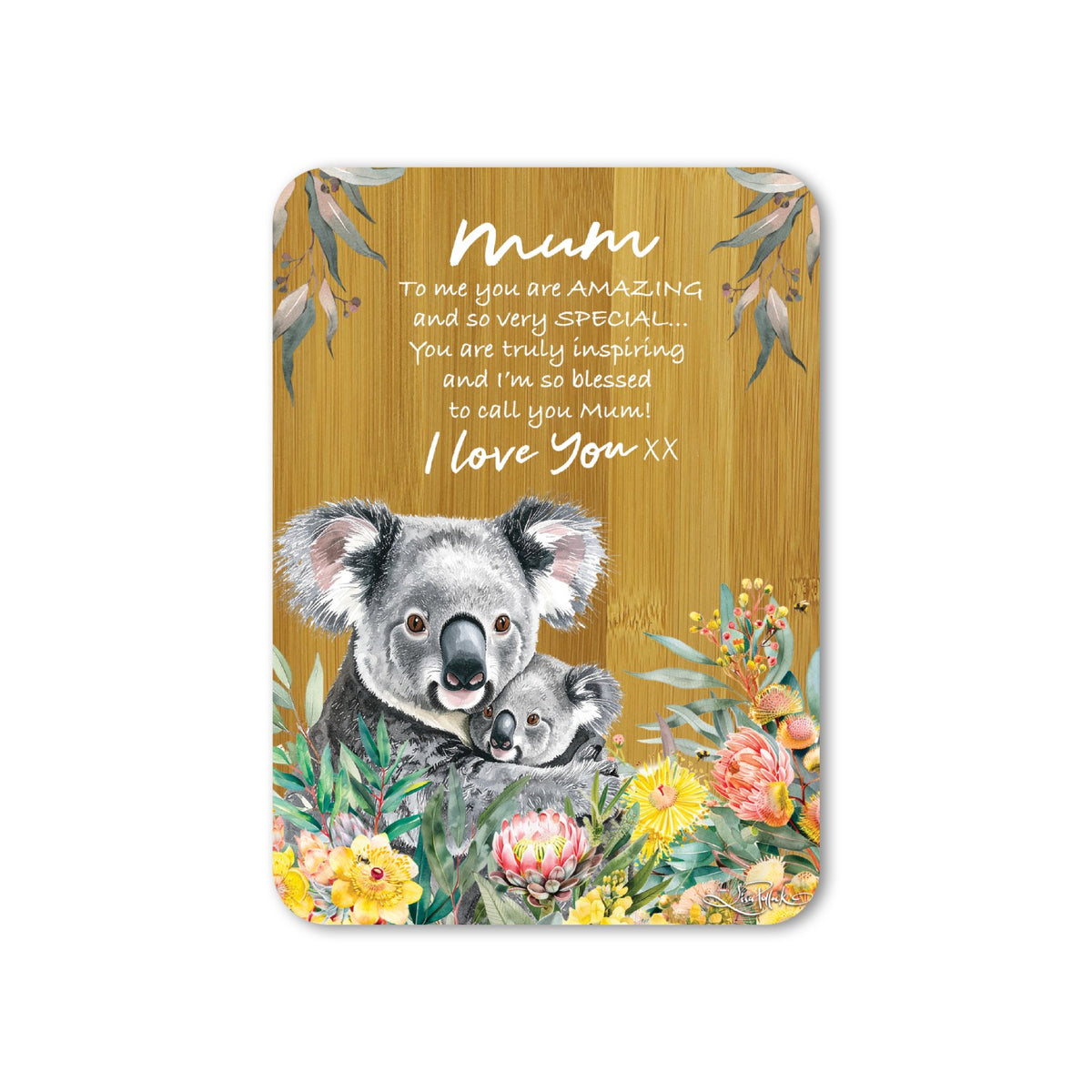 Lisa Pollock Bamboo Verse Plaque Koala Cuddles Mum