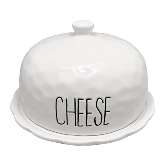Ceramic Cheese Dome White Spade Design