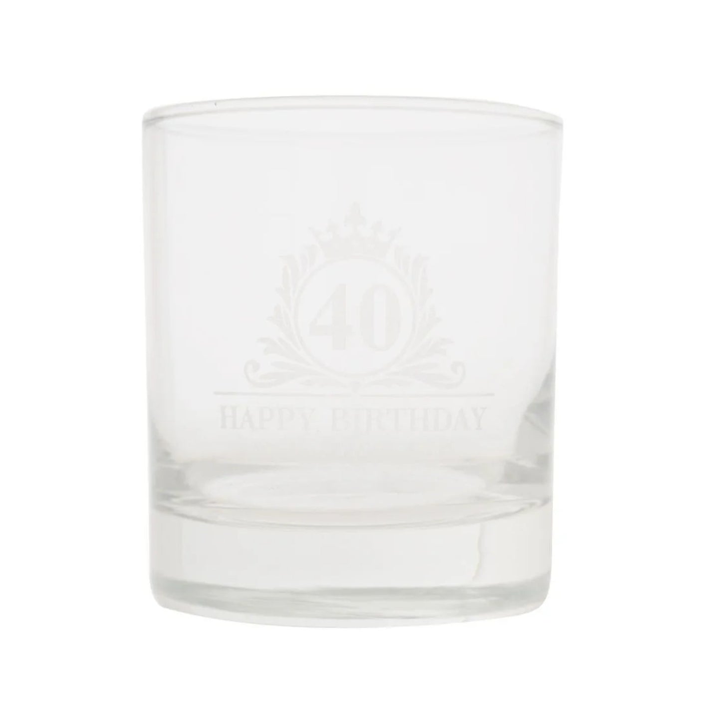 Birthday Whiskey Glass & Slate Coaster Set in Wooden Box 40th