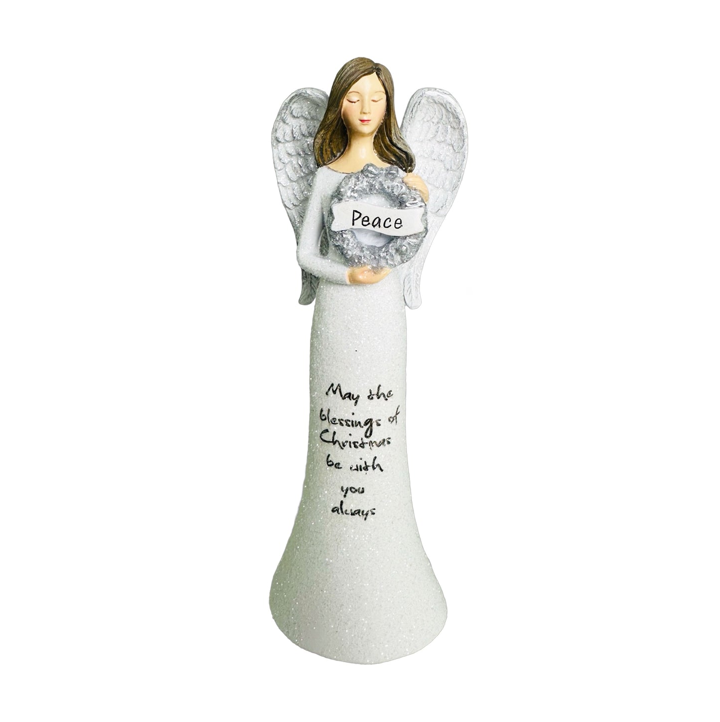 CHRISTMAS ANGEL WITH WREATH 22CM