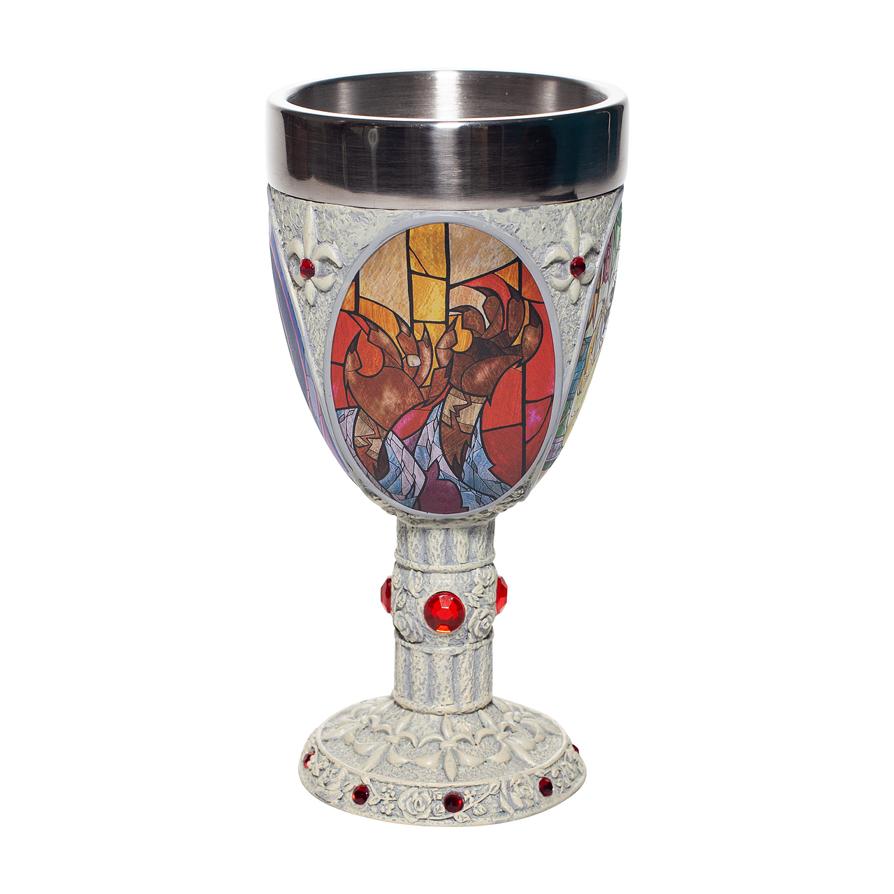 Disney Showcase Beauty and the Beast Stained Glass Scenes Decorative Chalice Goblet Cup