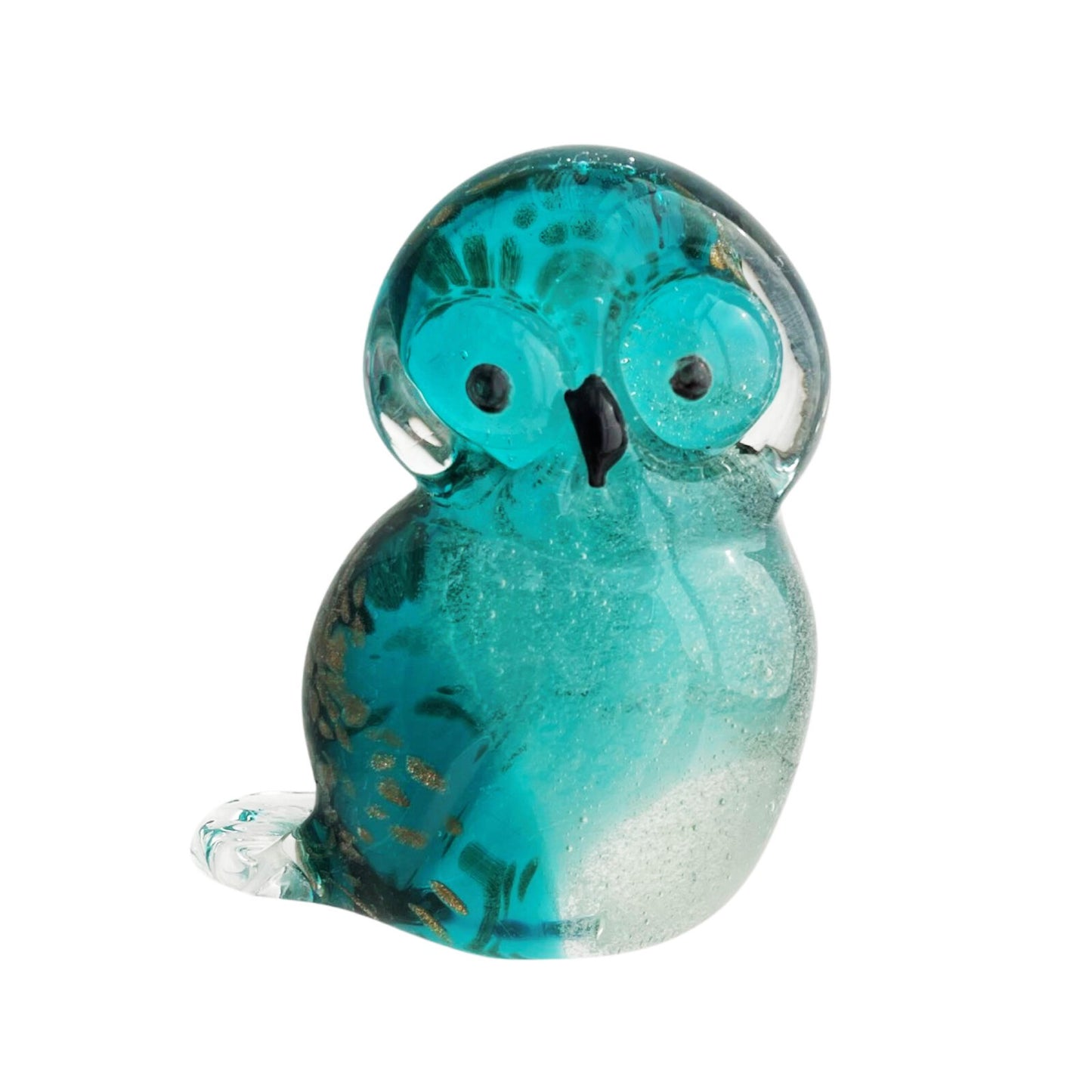 ZIBO ART GLASS OWL BLUE BOO