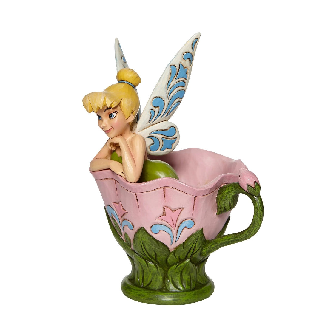 DISNEY TRADITIONS BY JIM SHORE TINKER BELL SITTING IN FLOWER CUP 15CM