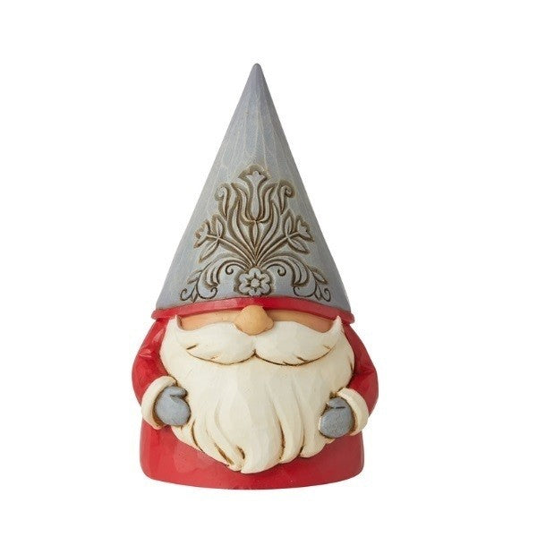 HEARTWOOD CREEK BY JIM SHORE HAT GNOME GREY FLORAL 13CM