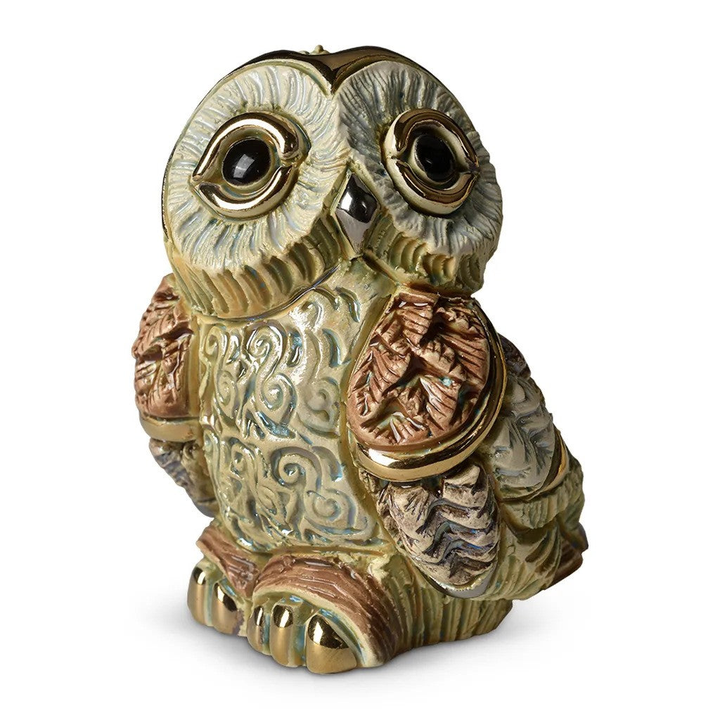 RINCONADA DE ROSA FIGURINE OWL BEIGE HEAD TURNED 8CM