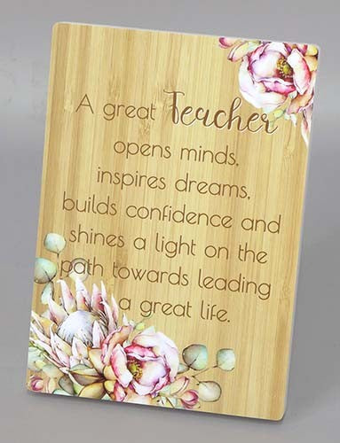 TEACHER PLAQUE BUNCH OF JOY DESIGN A GREAT TEACHER 18X13CM