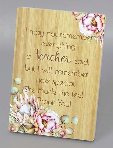 TEACHER PLAQUE BUNCH OF JOY DESIGN THANK YOU 18X13CM