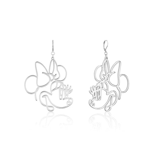 DISNEY COUTURE KINGDOM MINNIE MOUSE WIRE STYLE DROP EARRINGS WHITE GOLD PLATED